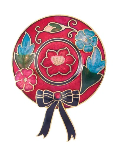 Pre-owned Susan Caplan Vintage 1980s Bonnet Brooch In Red