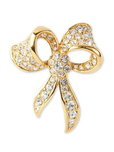 Pre-owned Susan Caplan Vintage 1980s Bow Brooch In Gold