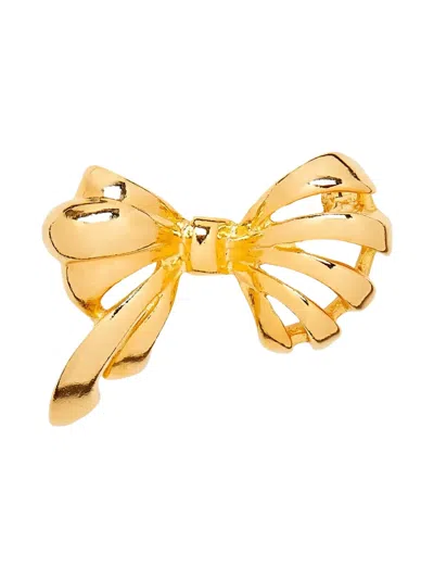 Pre-owned Susan Caplan Vintage 1980s Bow Brooch In Gold