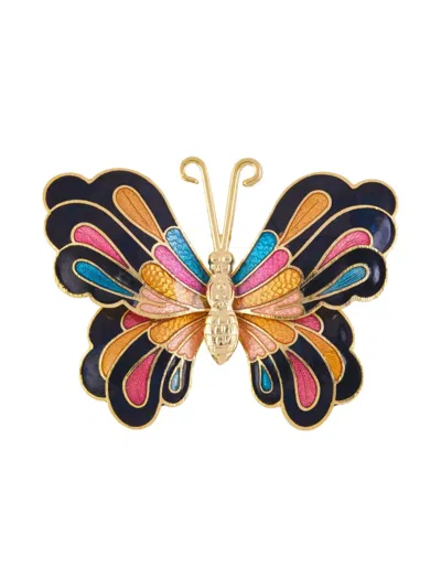 Pre-owned Susan Caplan Vintage 1980s Butterfly Brooch In Orange