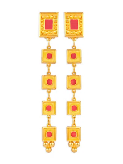 Pre-owned Susan Caplan Vintage 1980s Chandelier Clip-on Earrings In Gold