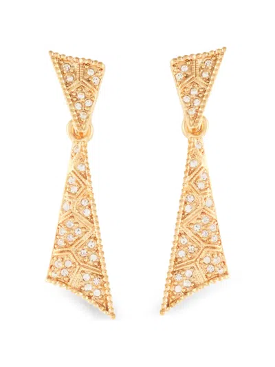 Pre-owned Susan Caplan Vintage 1980s Crystal Drop Clip-on Earrings In Gold
