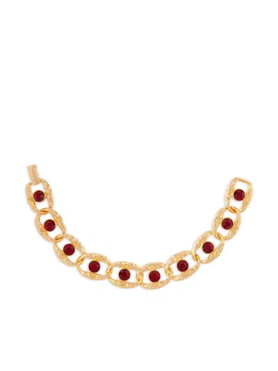 Pre-owned Susan Caplan Vintage 1980s Crystal-embellished Link Bracelet In Gold