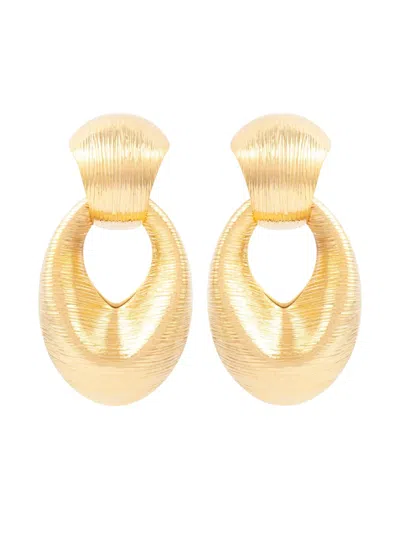 Pre-owned Susan Caplan Vintage 1980s Door-knocker Earrings In Gold