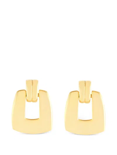 Pre-owned Susan Caplan Vintage 1980s Door Knocker Earrings In Gold