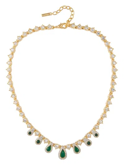 Pre-owned Susan Caplan Vintage 1980s D'orlan Crystal-embellished Necklace And Earrings Set In Gold