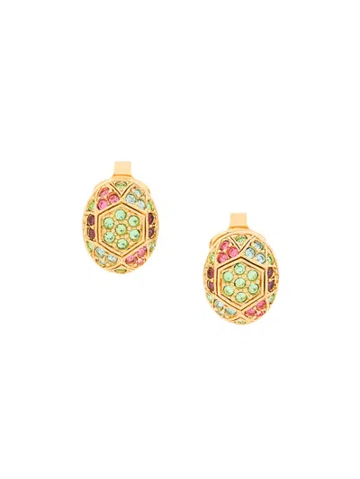Pre-owned Susan Caplan Vintage 1980s D'orlan Oval Clip-on Earrings In Gold