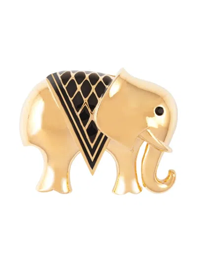 Pre-owned Susan Caplan Vintage 1980s Elephant Brooch In Gold