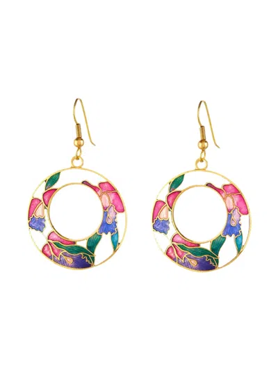 Pre-owned Susan Caplan Vintage 1980s Floral-embellishment Earrings In Gold