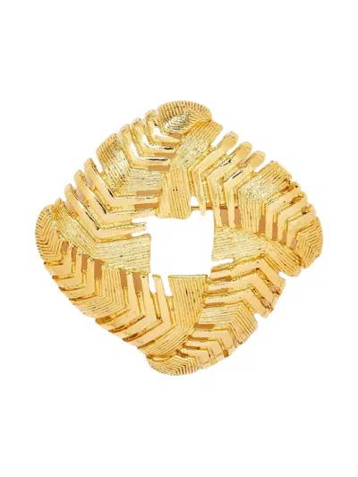 Pre-owned Susan Caplan Vintage 1980s Geometric-pattern Brooch In Gold