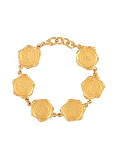 Pre-owned Susan Caplan Vintage 1980s Karligraphy Bracelet In Gold