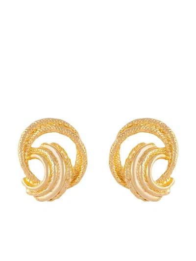 Pre-owned Susan Caplan Vintage 1980s Knot-detail Clip-on Earrings In Gold