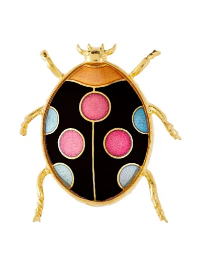 Pre-owned Susan Caplan Vintage 1980s Ladybird Brooch In Black