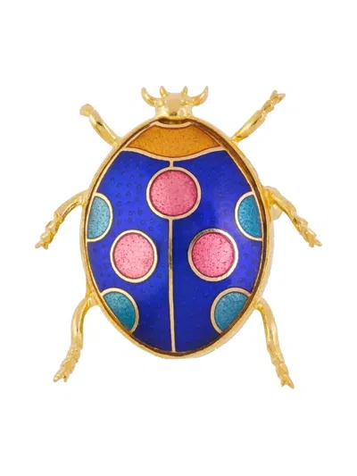 Pre-owned Susan Caplan Vintage 1980s Ladybird-shaped Brooch In Gold