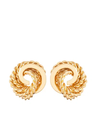 Pre-owned Susan Caplan Vintage 1980s Monet Twisted Clip-on Earrings In Gold