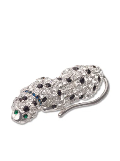 Pre-owned Susan Caplan Vintage 1980s Panther Brooch In 银色