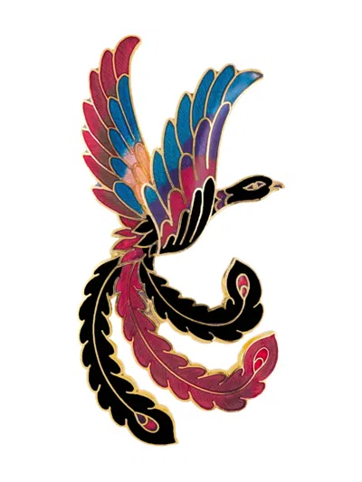 Pre-owned Susan Caplan Vintage 1980s Paradise Bird Brooch In Black