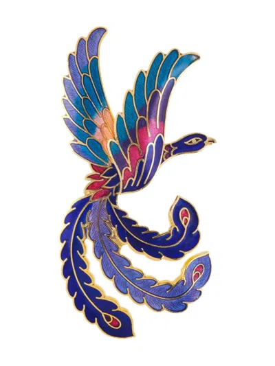 Pre-owned Susan Caplan Vintage 1980s Paradise Bird Brooch In Blue