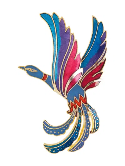 Pre-owned Susan Caplan Vintage 1980s Paradise Bird Brooch In Blue