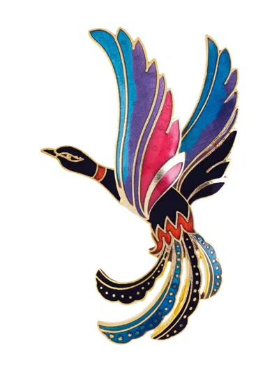 Pre-owned Susan Caplan Vintage 1980s Paradise Brooch In Black