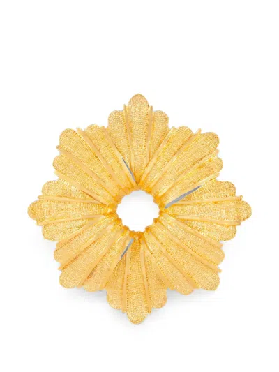 Pre-owned Susan Caplan Vintage 1980s Rediscovered Brushed Floral-motif Brooch In Gold