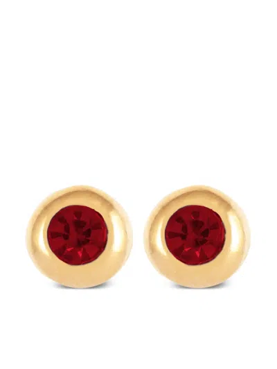 Pre-owned Susan Caplan Vintage 1980s Rediscovered By Susan Caplan Ruby Earrings In Gold