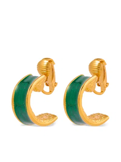 Pre-owned Susan Caplan Vintage 1980s Rediscovered Clip-on Earrings In Gold