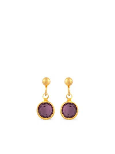 Pre-owned Susan Caplan Vintage 1980s Rediscovered Crystal-embellished Earrings In Gold