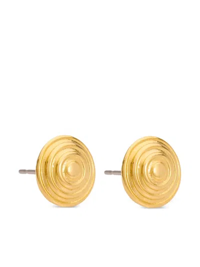 Pre-owned Susan Caplan Vintage 1980s Rediscovered Engraved Earrings In Gold