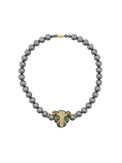 Pre-owned Susan Caplan Vintage 1980s Vintage Kenneth Jay Lane Panther Necklace In Metallic
