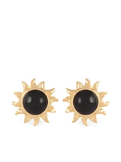 Pre-owned Susan Caplan Vintage 1980s Vintage Sun Clip-on Earrings In Gold