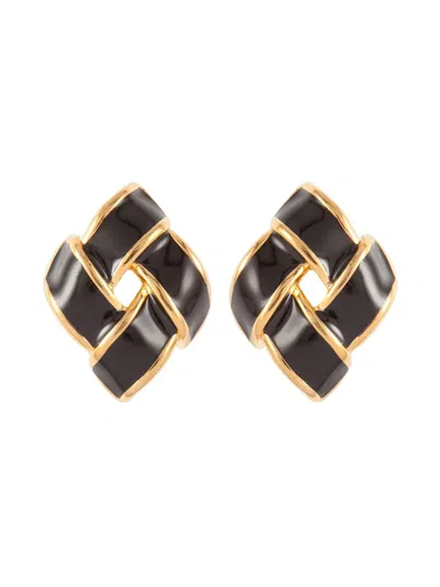 Pre-owned Susan Caplan Vintage 1990s D'orlan Clip-on Earrings In Black