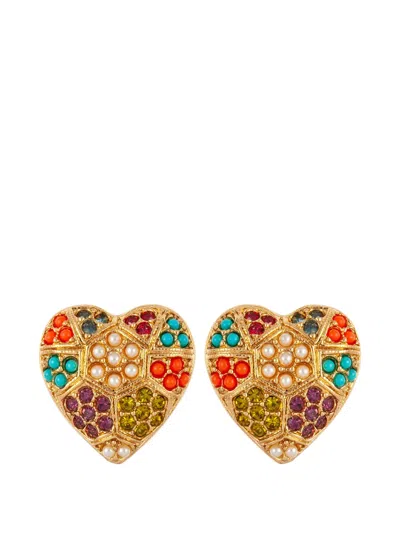 Pre-owned Susan Caplan Vintage 1990s D'orlan Clip-on Earrings In Gold