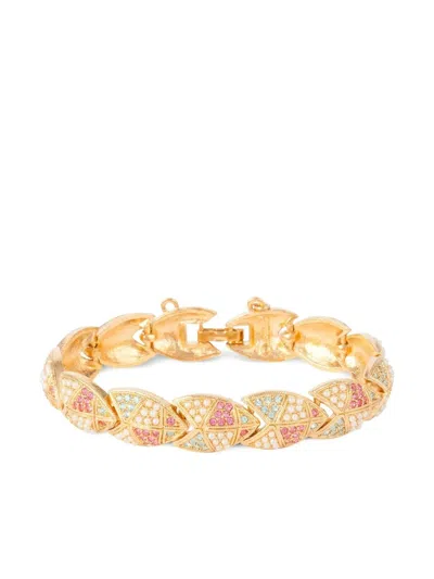 Pre-owned Susan Caplan Vintage 1990s D'orlan Crystal-embellished Bracelet In Gold