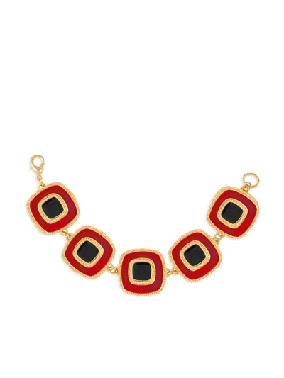 Pre-owned Susan Caplan Vintage 1990s Enamel Link Bracelet In Gold
