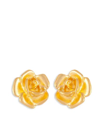 Pre-owned Susan Caplan Vintage 1990s Floral Gold-plated Earrings