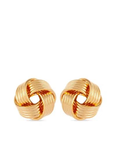 Pre-owned Susan Caplan Vintage 1990s Knot-motif Stud Earrings In 金色