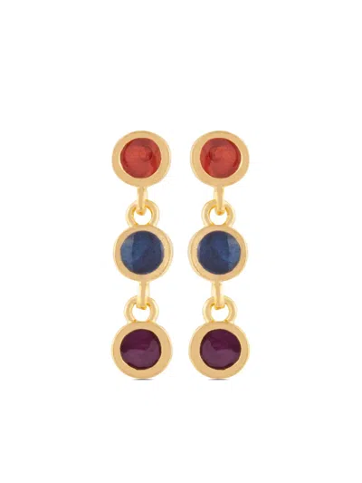 Pre-owned Susan Caplan Vintage 1990s Rediscovered Enamel Drop Earrings In Gold