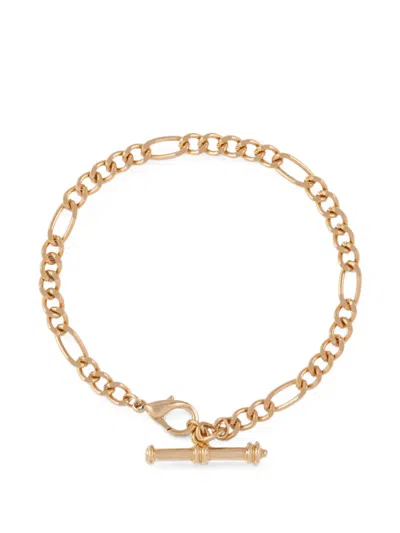 Pre-owned Susan Caplan Vintage 1990s Rediscovered T-bar Figaro Bracelet In Gold