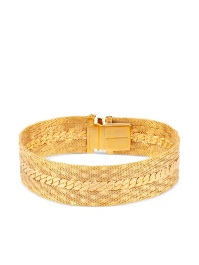 Pre-owned Susan Caplan Vintage 1990s Rope-detail Mesh Bracelet In Gold