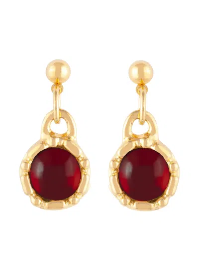 Pre-owned Susan Caplan Vintage 1990s Ruby Red Earrings In Gold