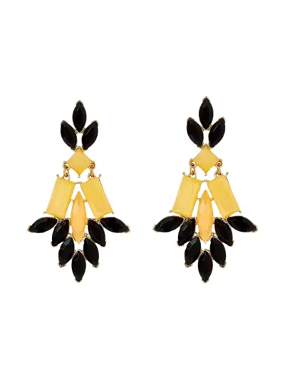 Pre-owned Susan Caplan Vintage 1990s Statement Crystal Earrings In Gold