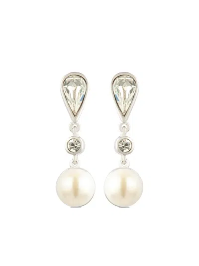 Pre-owned Susan Caplan Vintage 1990s Vintage Faux-pearl Drop Earrings In White