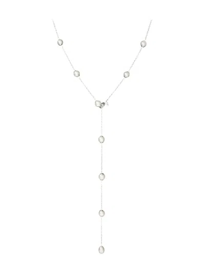 Pre-owned Susan Caplan Vintage 2000s Lariat Freshwater-pearl Necklace In Neutral