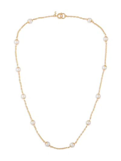 Pre-owned Susan Caplan Vintage Faux-pearl Chain Necklace In 金色
