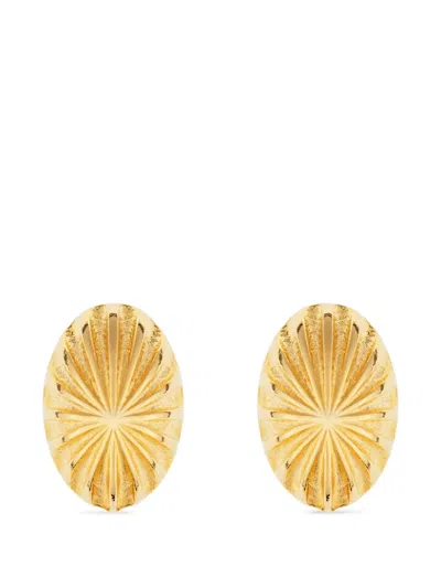 Pre-owned Susan Caplan Vintage Oval Clip-on Earrings In Gold