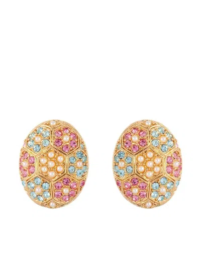 Pre-owned Susan Caplan Vintage X D'orlan 1980s Crystal-embellished Earrings In Gold