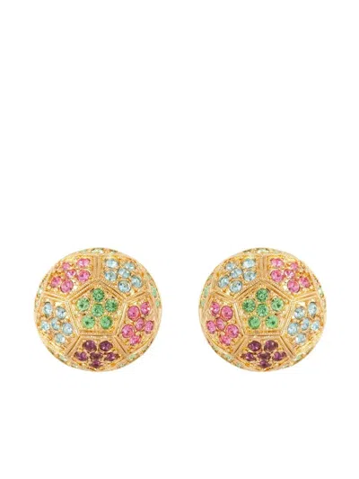 Pre-owned Susan Caplan Vintage X D'orlan 1980s Crystal-embellished Earrings In Gold