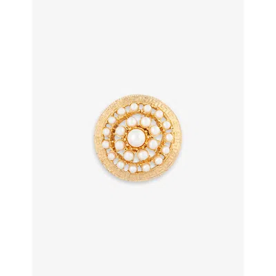 Susan Caplan Womens Gold Pre-loved Rediscovered Faux-pearl Gold-plated Brooch