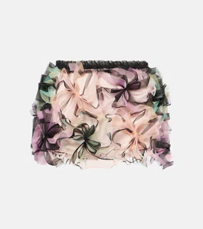 Susan Fang Air-whirl Floral-appliqué Miniskirt In Multicoloured